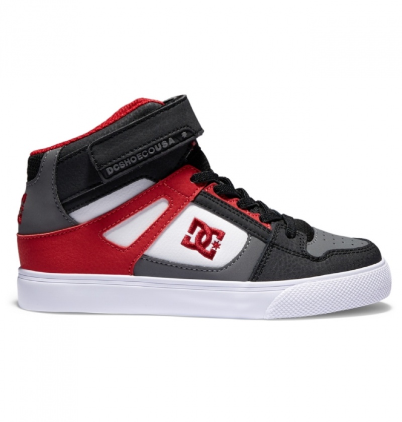 Basket DC Pure High Elastic Dentelle High-Top Blanche Grise Rouge Enfant | XKN-2488525