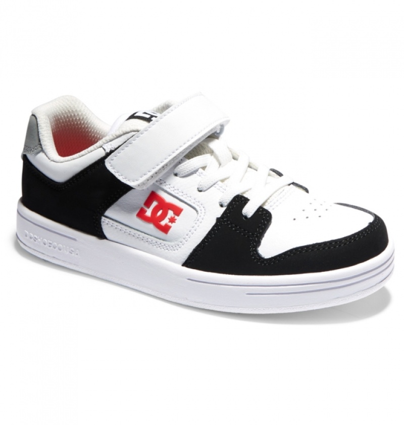 Chaussure Skate DC Manteca 4 Elastic Dentelle Noir Blanche Rouge Enfant | HNO-3558699