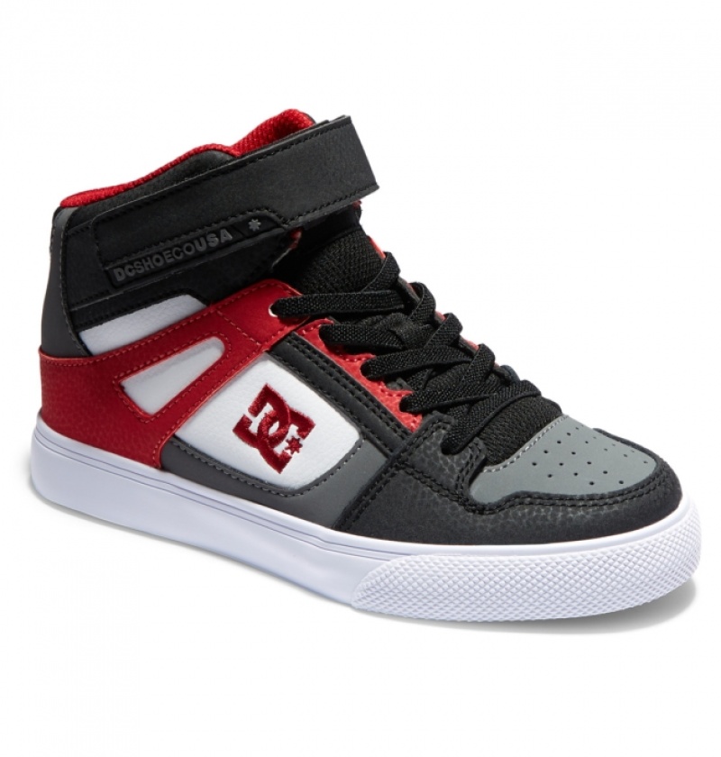 Basket DC Pure High Elastic Dentelle High-Top Blanche Grise Rouge Enfant | XKN-2488525