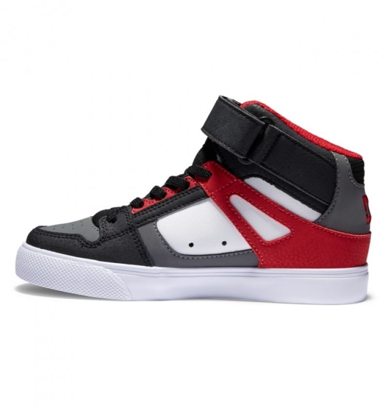 Basket DC Pure High Elastic Dentelle High-Top Blanche Grise Rouge Enfant | XKN-2488525