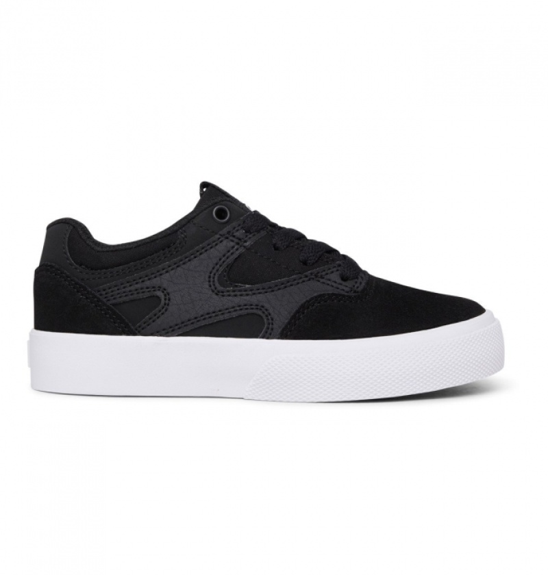 Chaussure Skate DC Kalis Vulc Noir Blanche Enfant | JAP-9088540