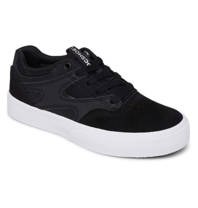 Chaussure Skate DC Kalis Vulc Noir Blanche Enfant | JAP-9088540