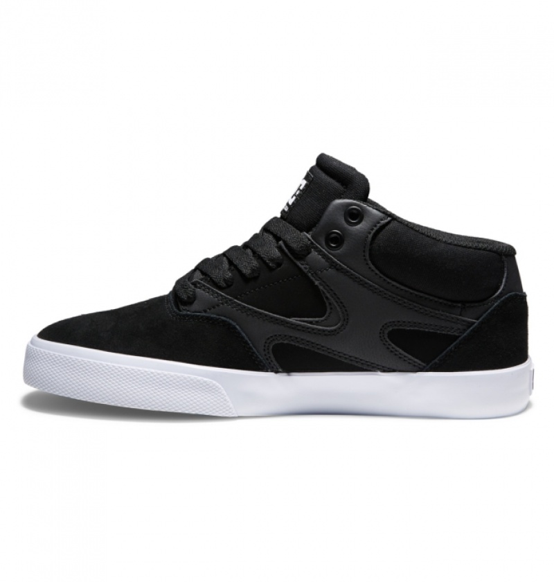 Chaussure Skate DC Kalis Vulc MID Mid-Top Noir Blanche Homme | FLB-4014153