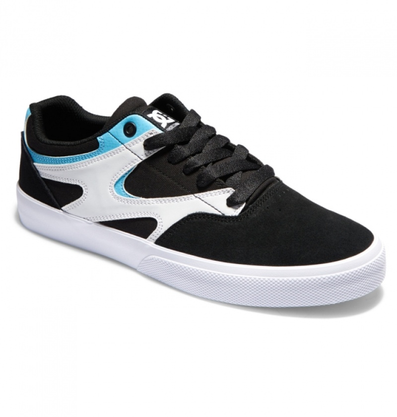 Chaussure Skate DC Kalis Vulc Noir Blanche Bleu Homme | QOV-9368151