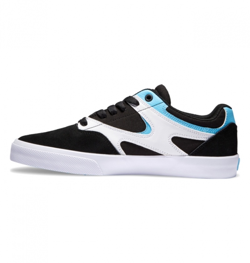 Chaussure Skate DC Kalis Vulc Noir Blanche Bleu Homme | QOV-9368151