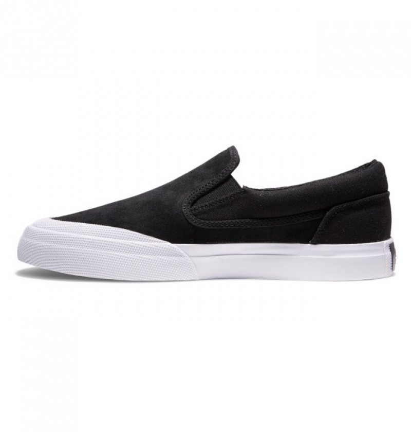 Chaussure Skate DC Manual RT Slip On Noir Blanche Homme | WOZ-0763494