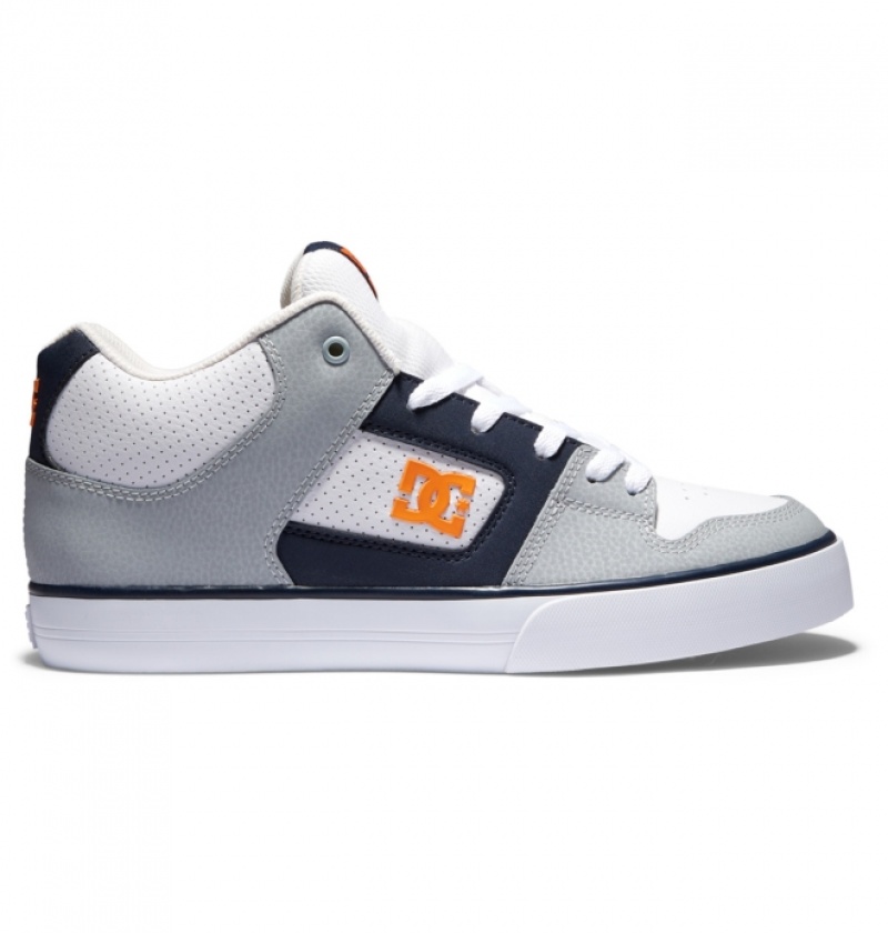 Basket DC Pure MID Mid-Top Blanche Grise Orange Homme | VZT-6899836