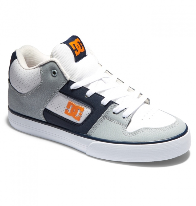 Basket DC Pure MID Mid-Top Blanche Grise Orange Homme | VZT-6899836