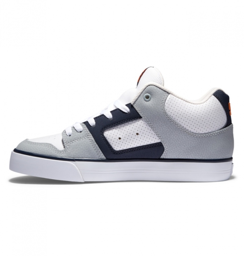 Basket DC Pure MID Mid-Top Blanche Grise Orange Homme | VZT-6899836