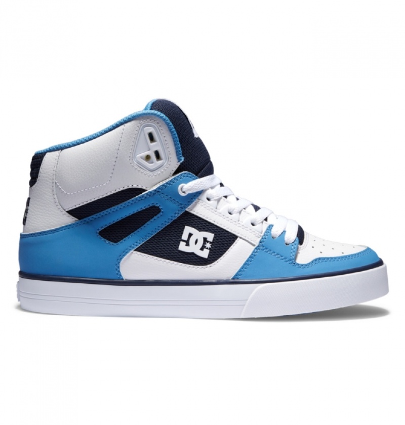 Basket DC Pure High-Top Blanche Bleu Homme | GTO-5739870