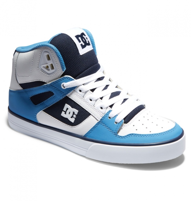 Basket DC Pure High-Top Blanche Bleu Homme | GTO-5739870