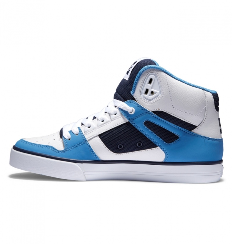 Basket DC Pure High-Top Blanche Bleu Homme | GTO-5739870