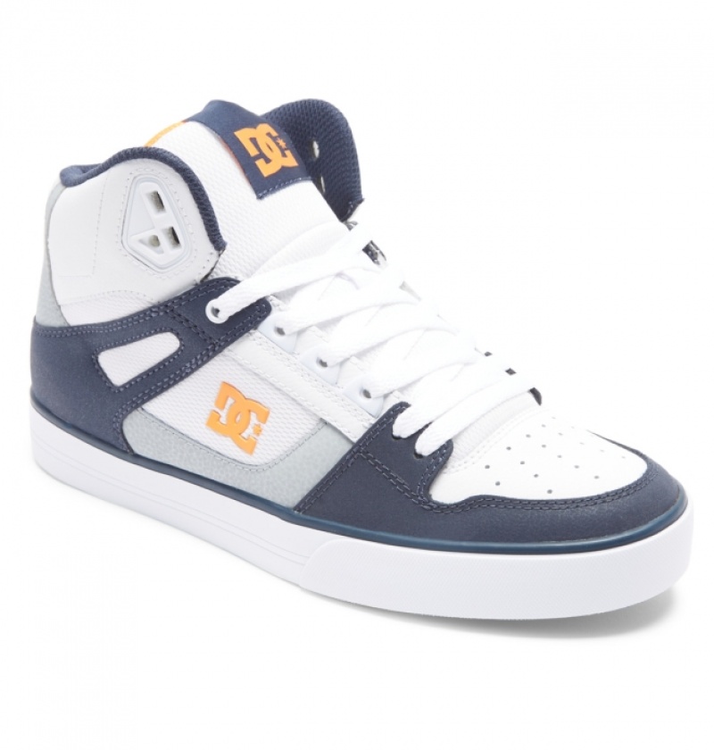 Basket DC Pure High-Top Blanche Grise Orange Homme | RCE-8035969