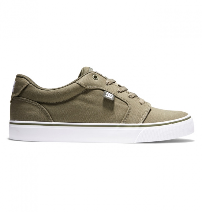 Basket DC Anvil Tela Vert Olive Blanche Homme | EOG-6052280