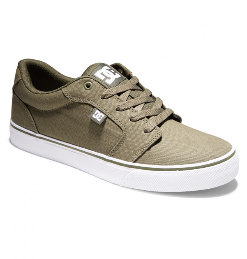 Basket DC Anvil Tela Vert Olive Blanche Homme | EOG-6052280