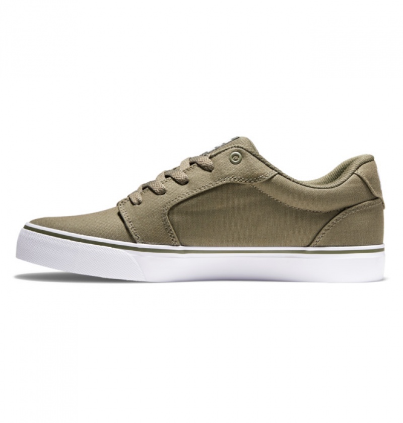 Basket DC Anvil Tela Vert Olive Blanche Homme | EOG-6052280