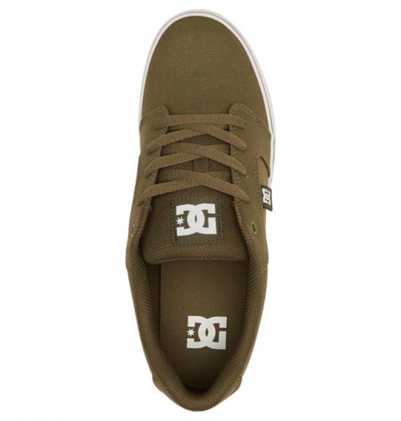 Basket DC Anvil Tela Vert Olive Blanche Homme | EOG-6052280