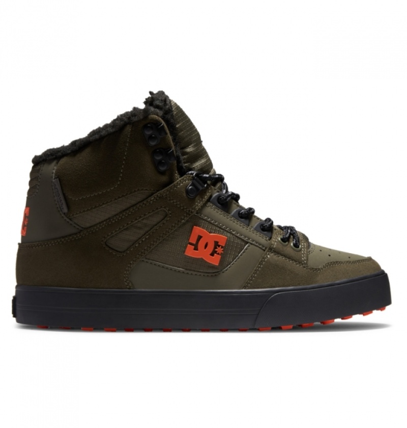 Botte Hiver DC Pure High-Top Vert Olive Orange Homme | MHE-8703053