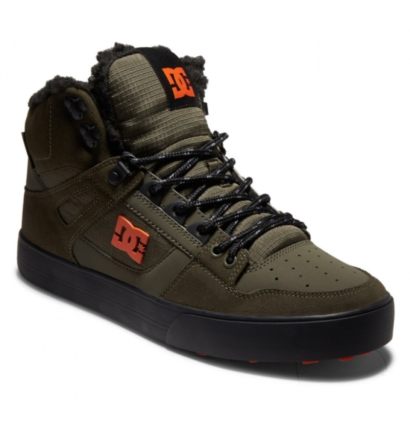 Botte Hiver DC Pure High-Top Vert Olive Orange Homme | MHE-8703053