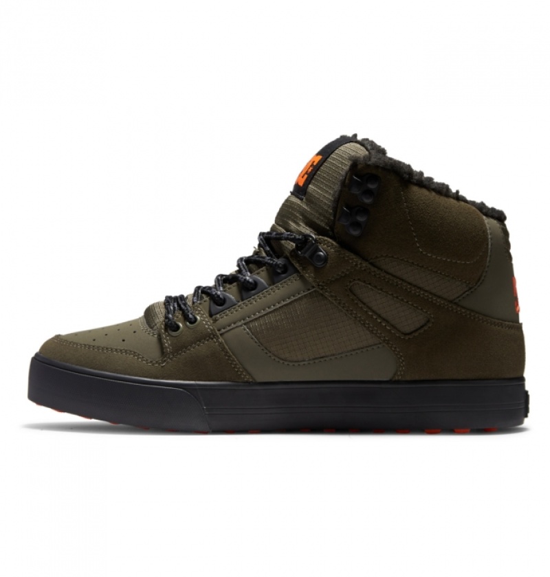 Botte Hiver DC Pure High-Top Vert Olive Orange Homme | MHE-8703053