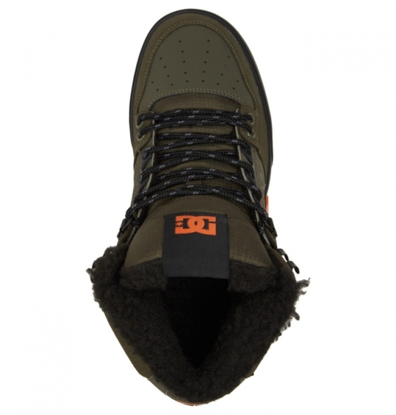 Botte Hiver DC Pure High-Top Vert Olive Orange Homme | MHE-8703053