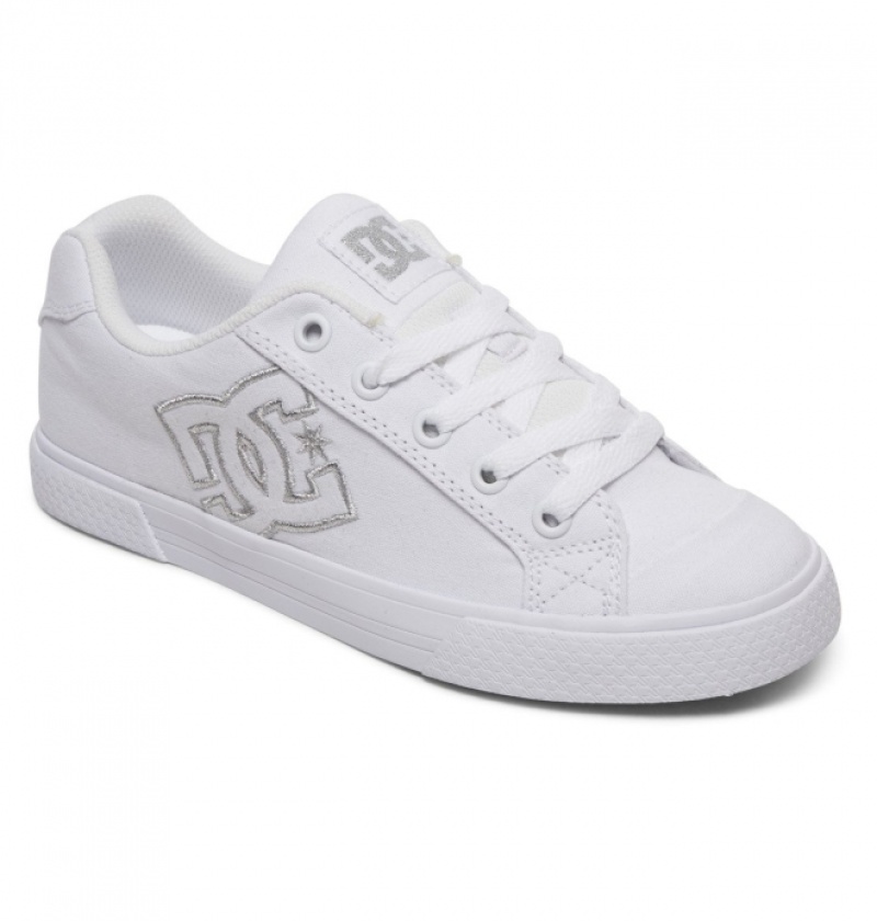 Basket DC Chelsea Tela Blanche Argent Femme | IYI-7724120