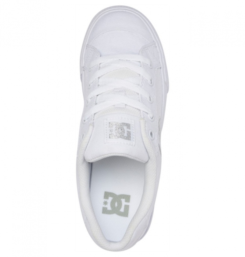 Basket DC Chelsea Tela Blanche Argent Femme | IYI-7724120