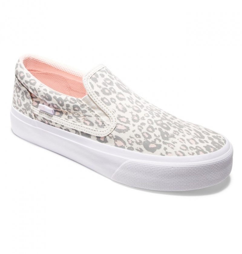 Basket DC Trase Slip On Plateforme Grise Rose Femme | OBR-0633688