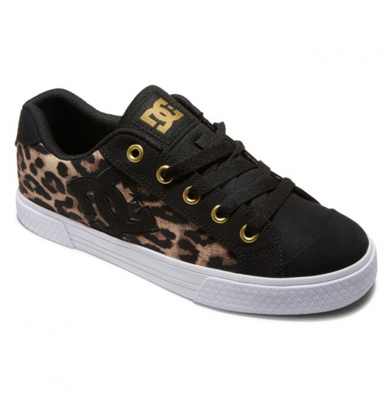 Basket DC Chelsea Noir Leopard Femme | MVO-4590182